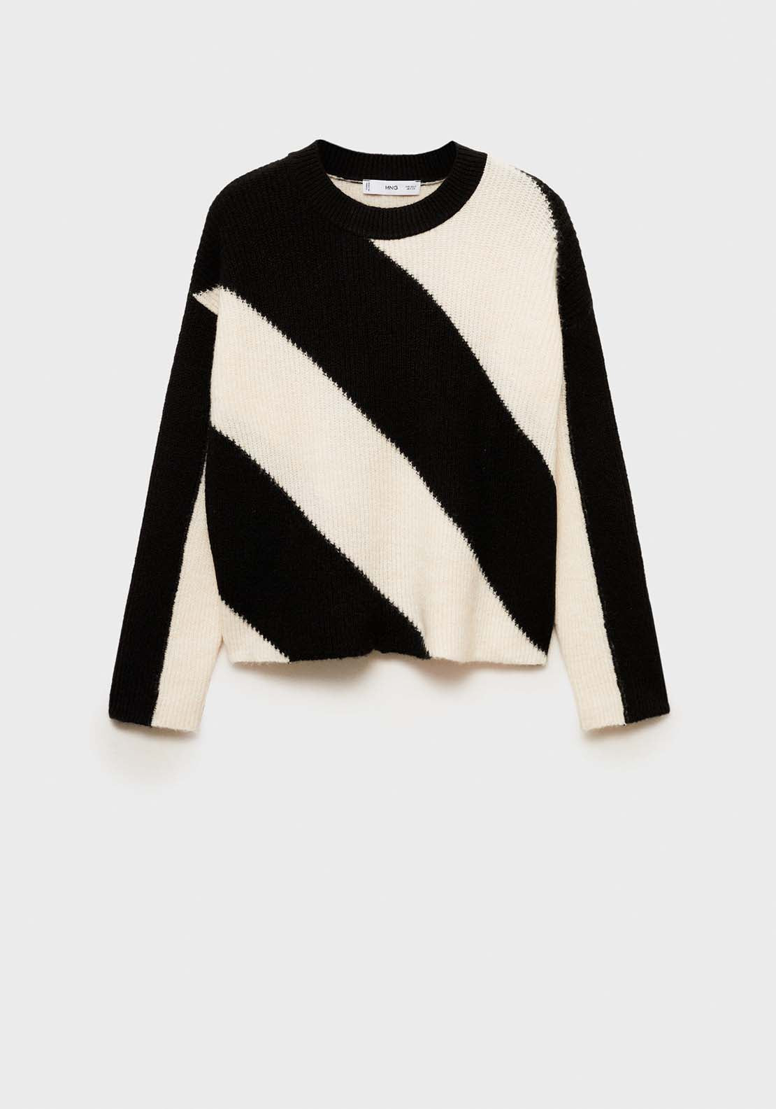 Mango Knit striped sweater - Black 8 Shaws Department Stores