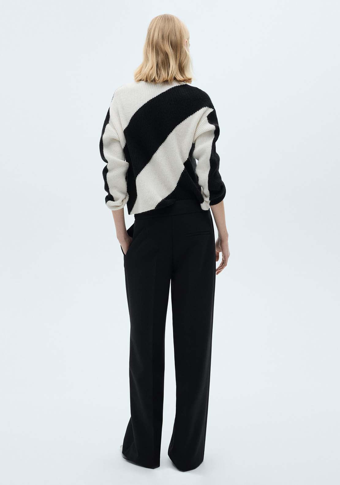 Mango Knit striped sweater - Black 5 Shaws Department Stores