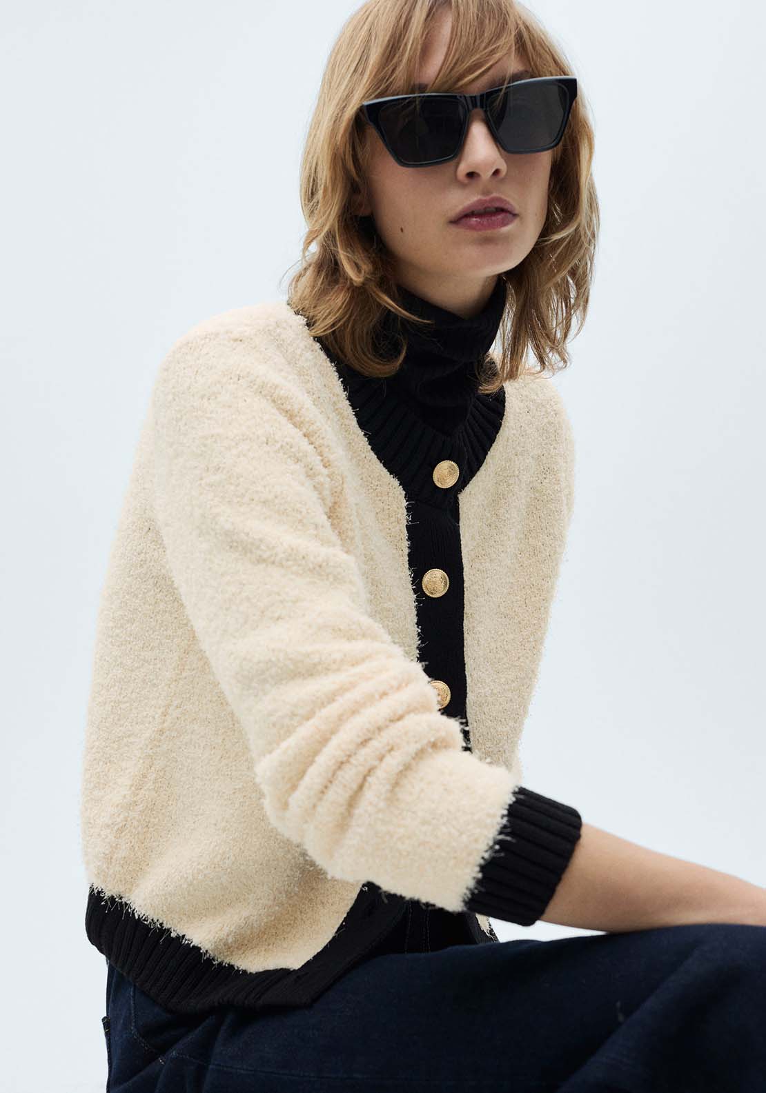Mango Contrasted buttons jacket - Light Beige 2 Shaws Department Stores