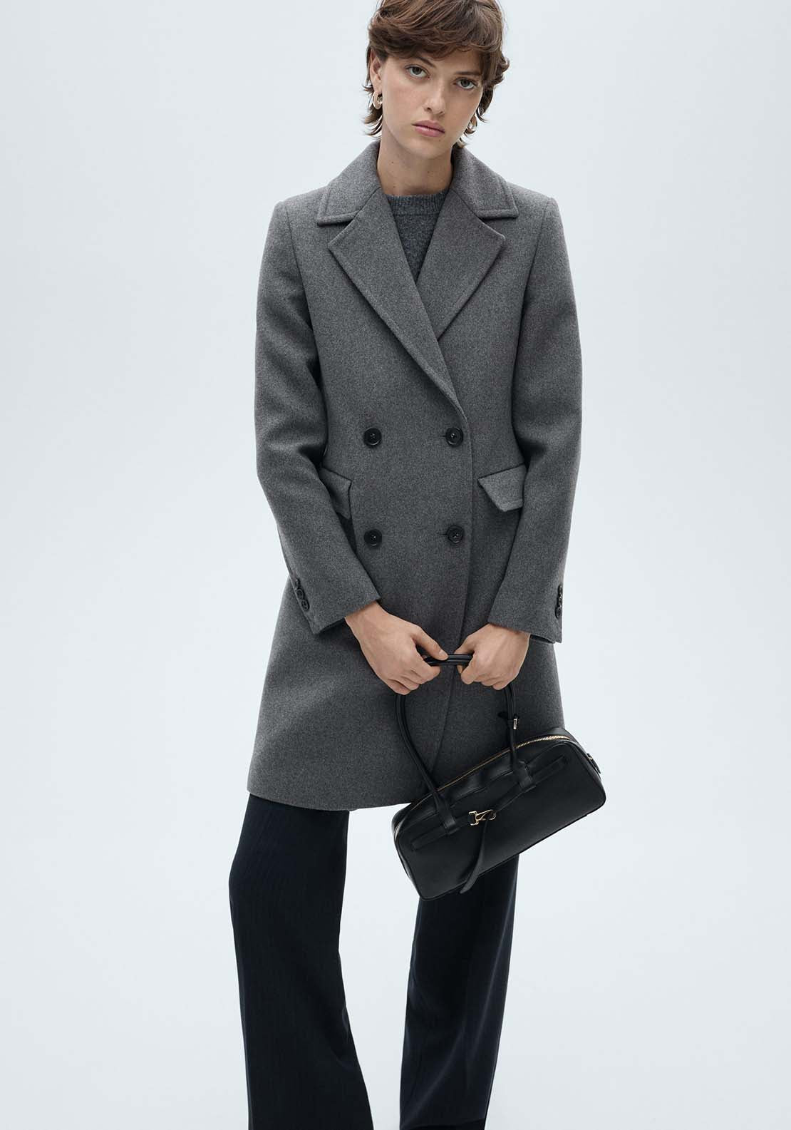 Mango Double-breasted wool coat - Gray 2 Shaws Department Stores