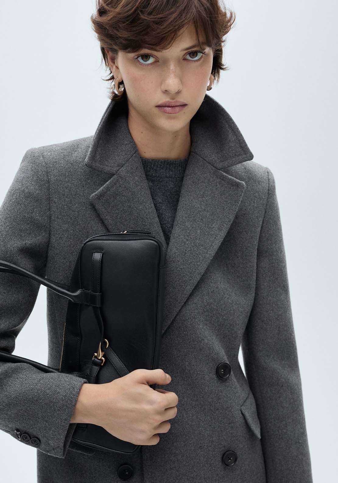 Mango Double-breasted wool coat - Gray 4 Shaws Department Stores