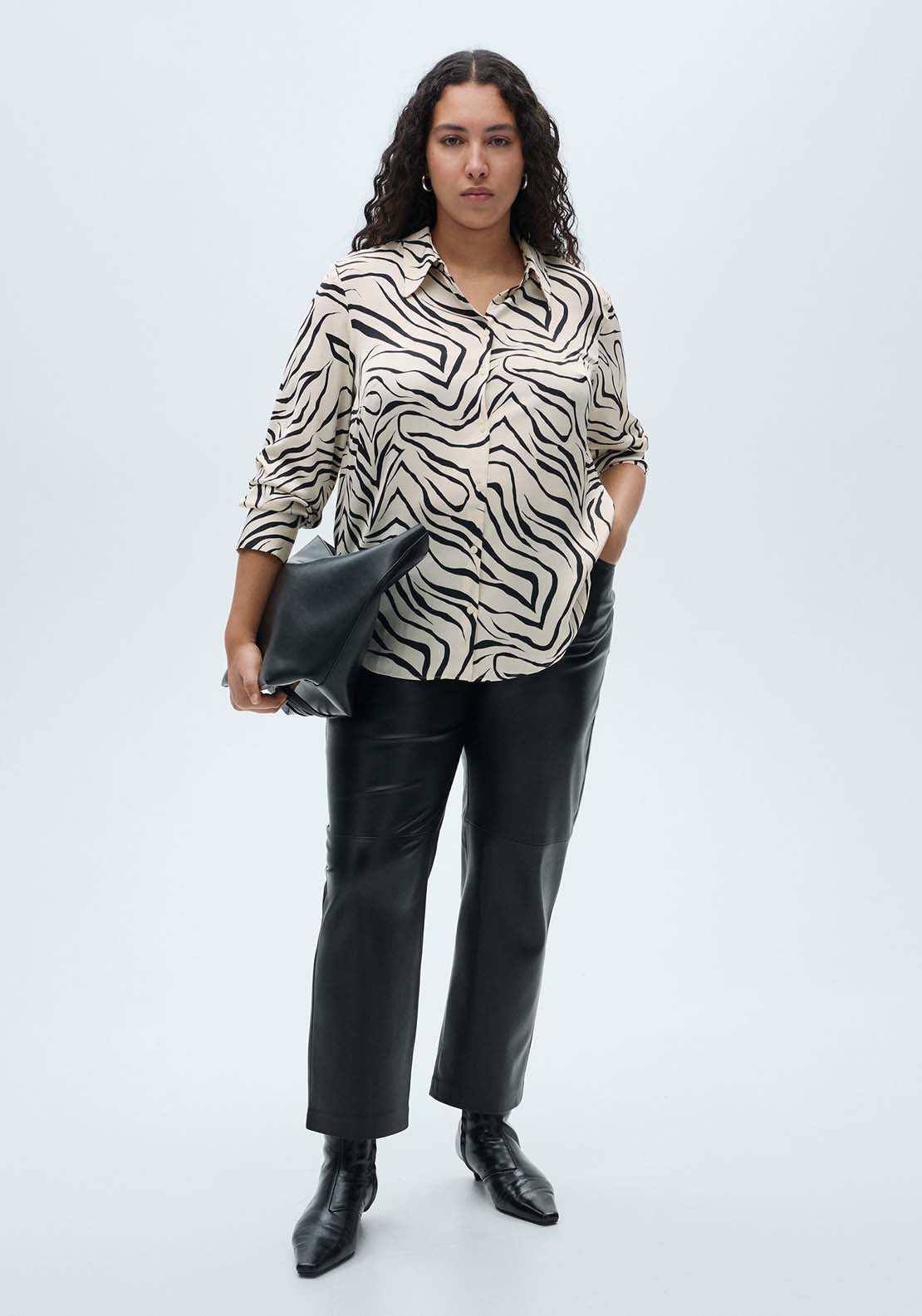 Mango Satin print shirt - Light Beige 8 Shaws Department Stores
