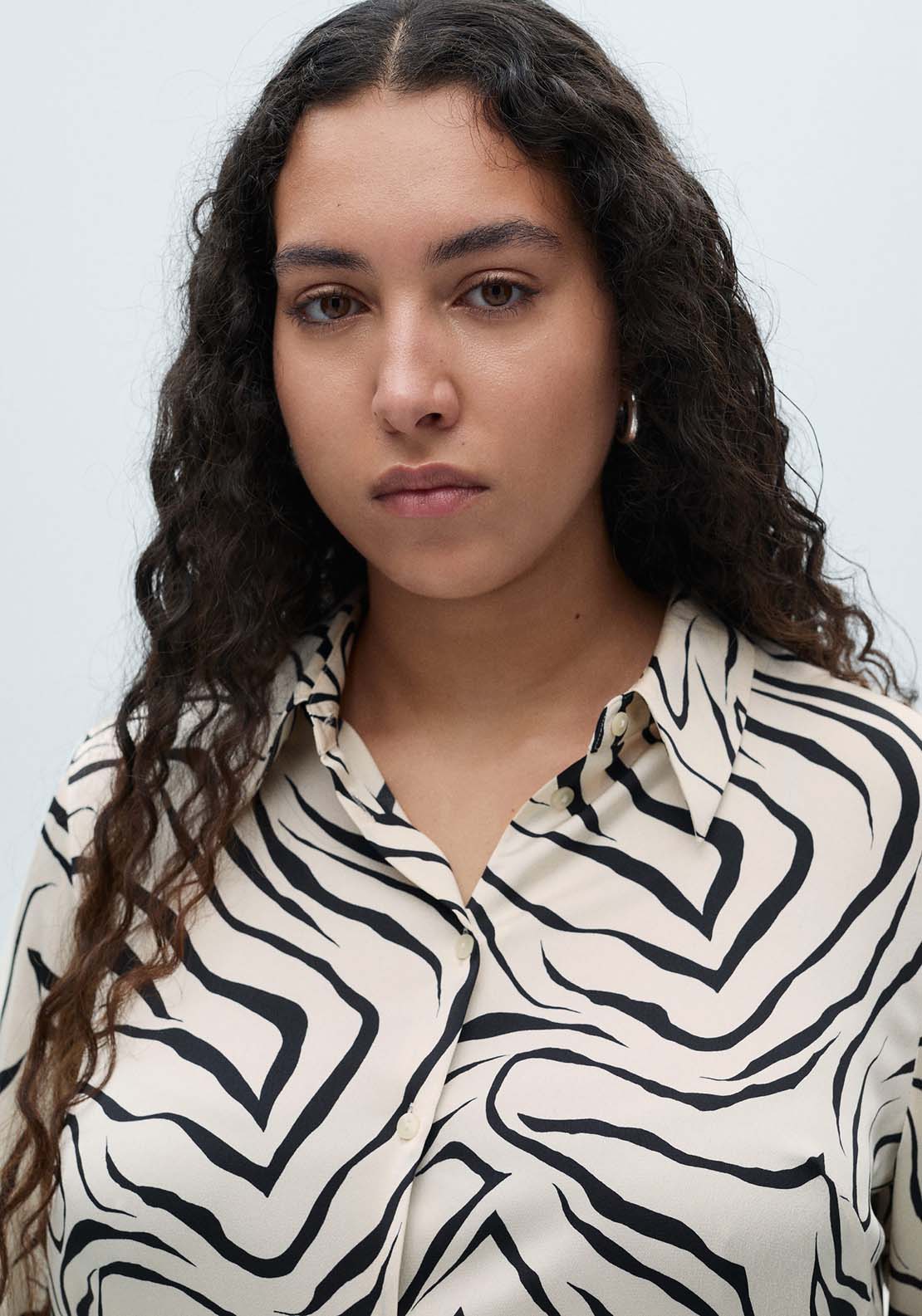 Mango Satin print shirt - Light Beige 7 Shaws Department Stores