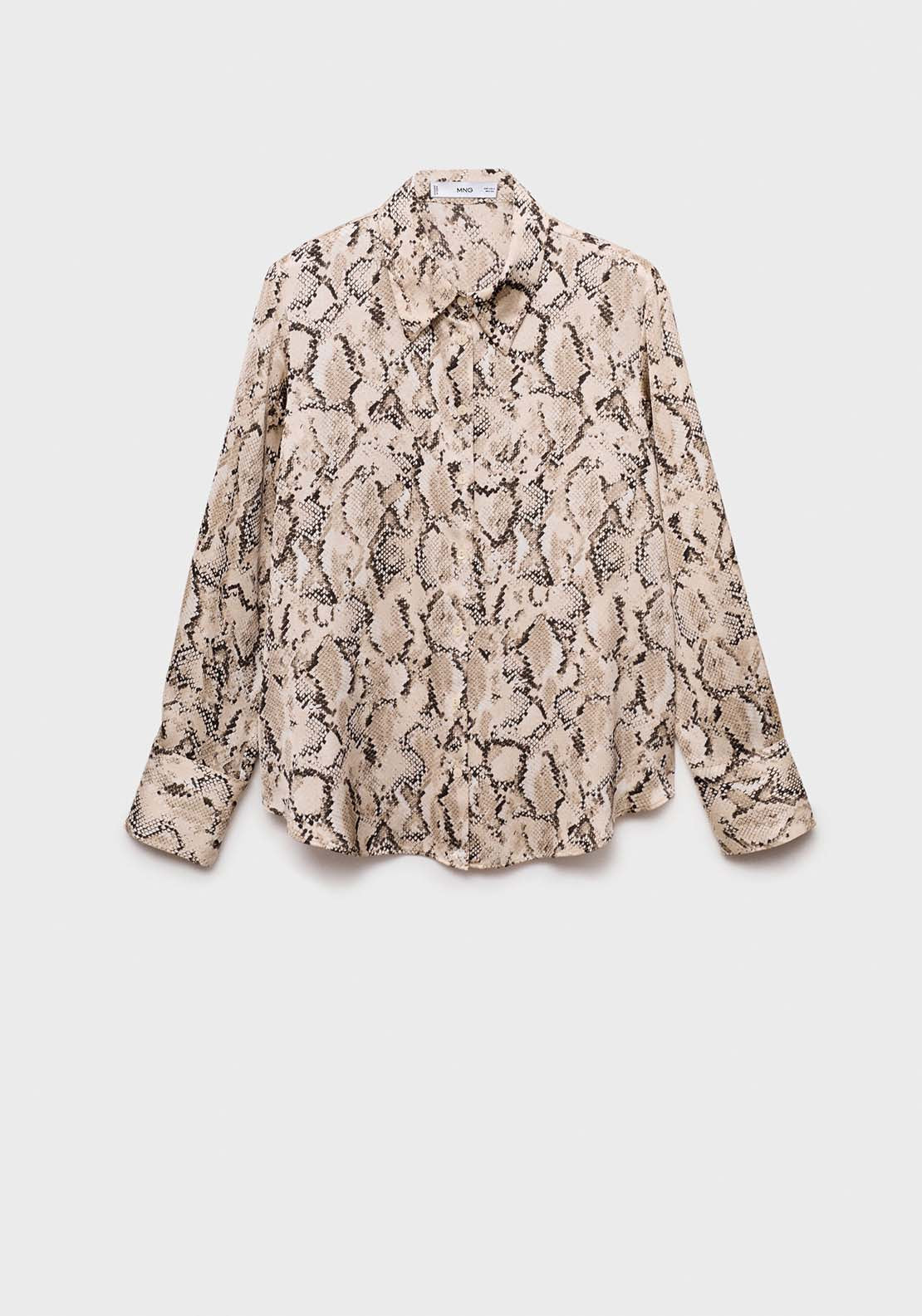 Mango Satin print shirt - Light/pastel Brown 10 Shaws Department Stores