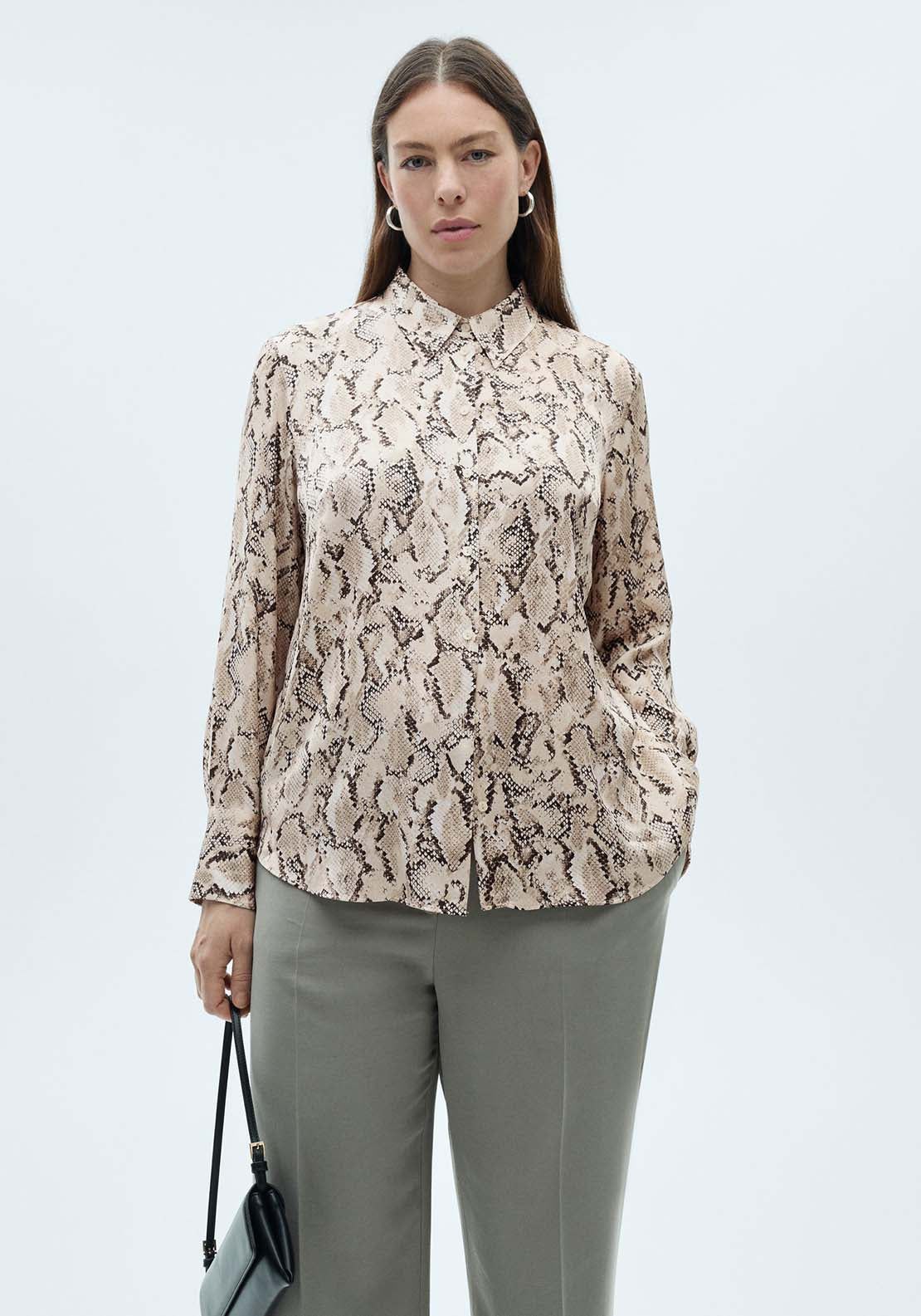 Mango Satin print shirt - Light/pastel Brown 5 Shaws Department Stores