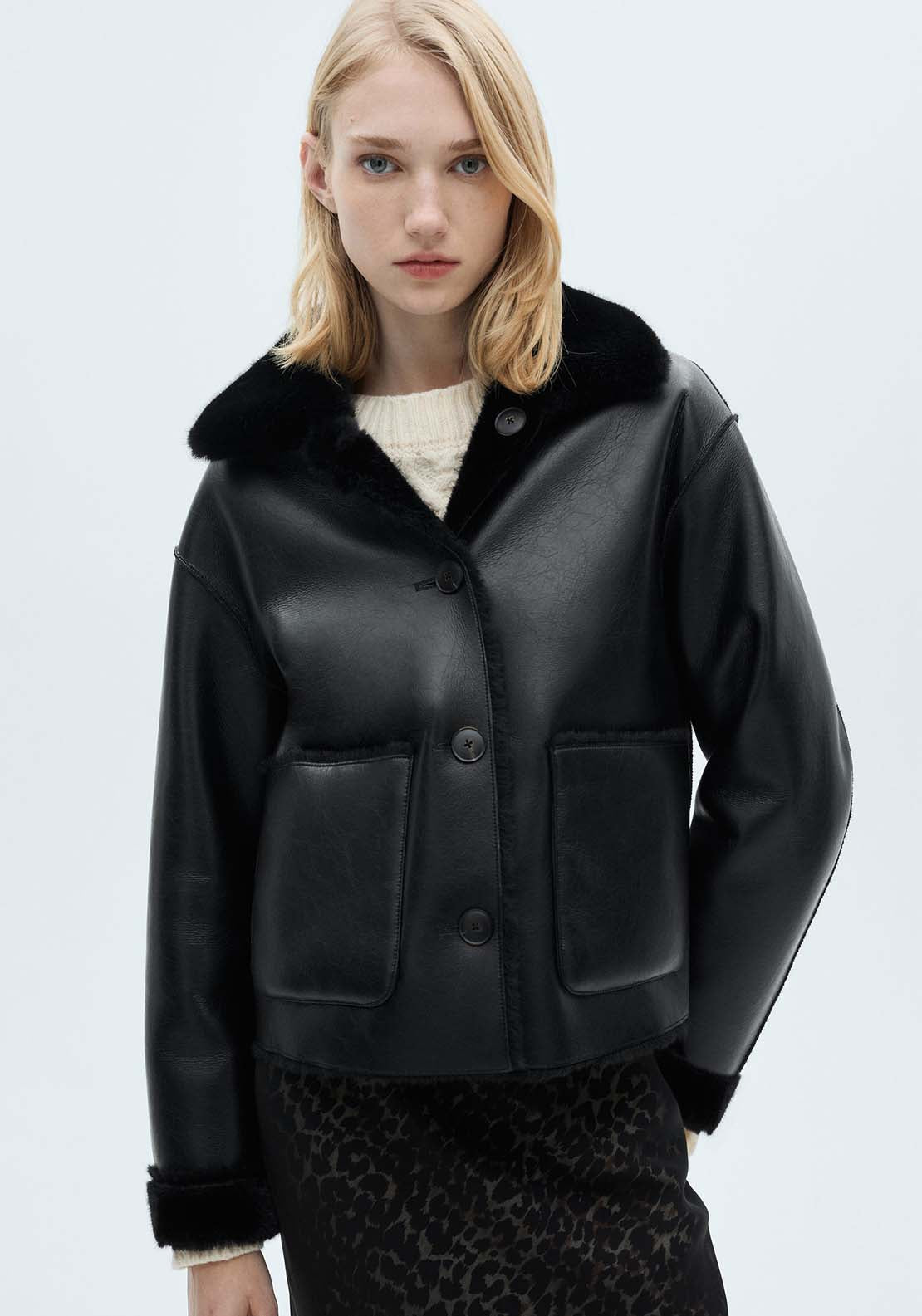 Mango Reversible quilted jacket - Black 1 Shaws Department Stores