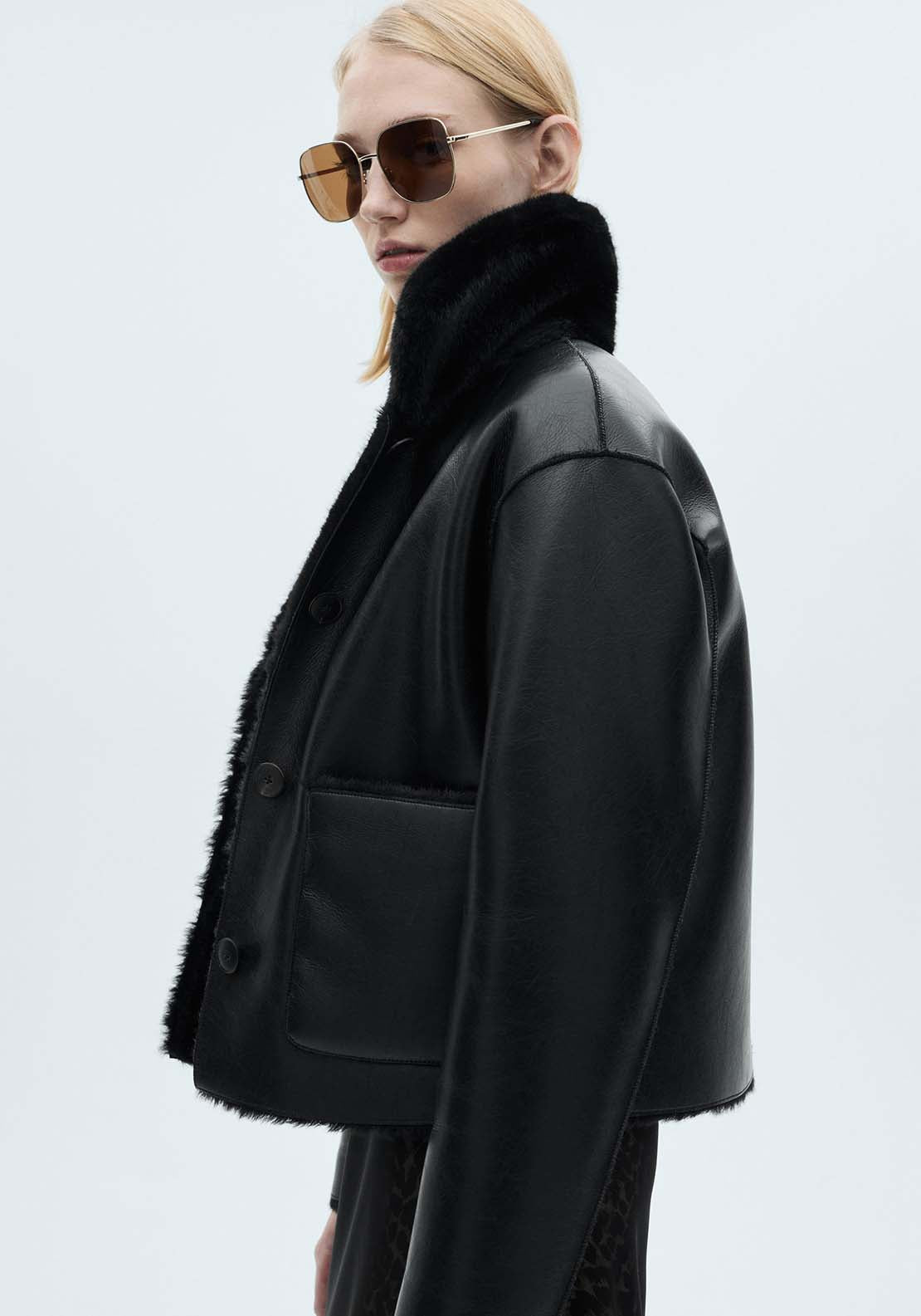 Mango Reversible quilted jacket - Black 2 Shaws Department Stores
