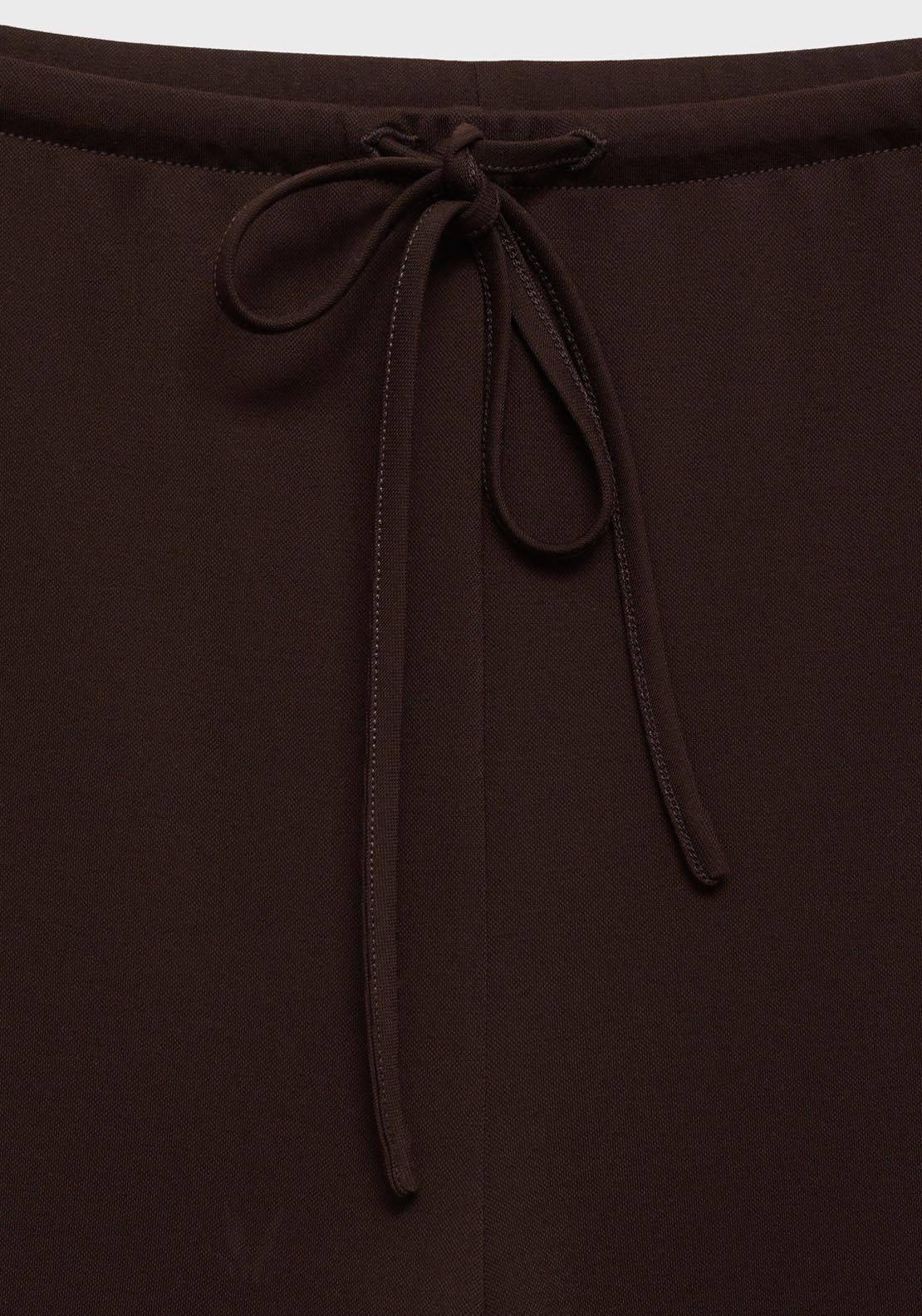 Mango Wide Leg Trousers With Elastic Waist - Dark Brown 7 Shaws Department Stores