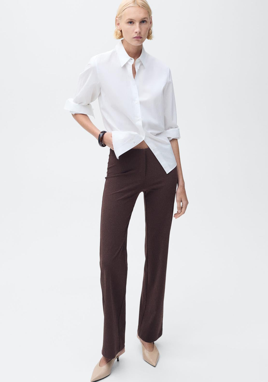 Mango Straight Suit Trousers - Dark Brown 5 Shaws Department Stores