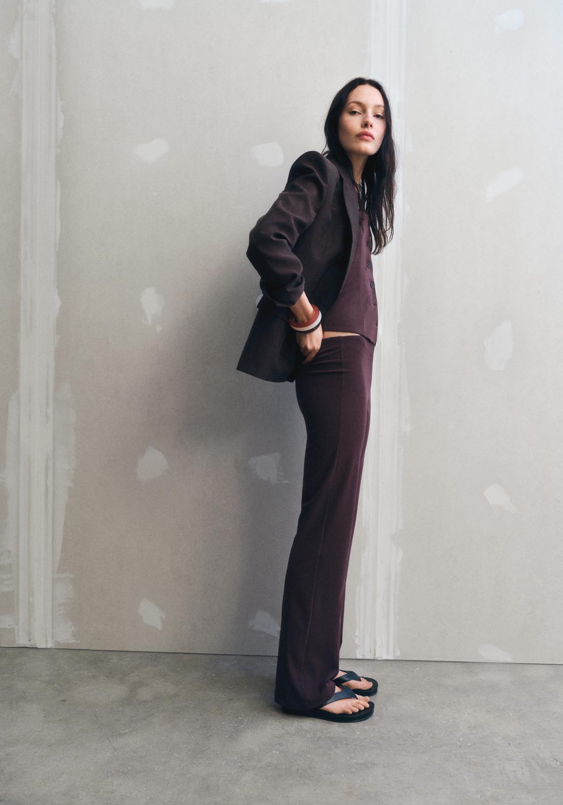 Mango Straight Suit Trousers - Dark Brown 6 Shaws Department Stores