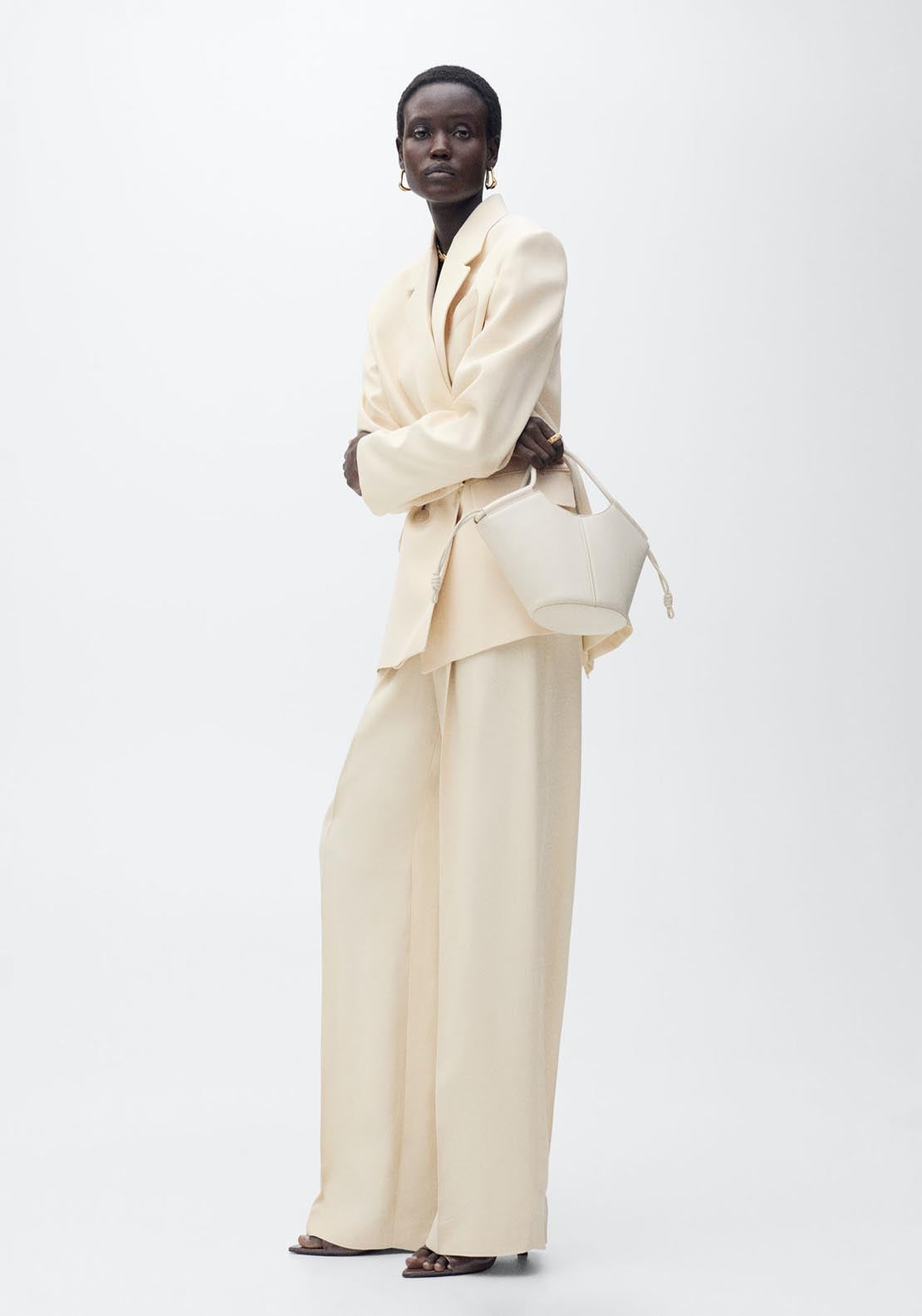 Mango Pleated Wideleg Suit Trousers - Light/pastel Yellow 3 Shaws Department Stores