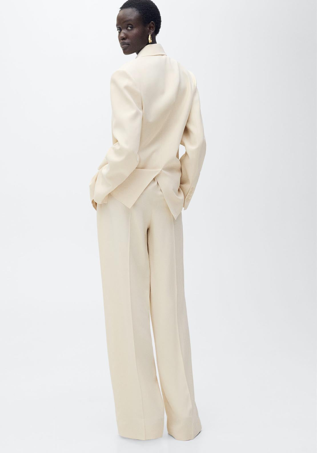 Mango Pleated Wideleg Suit Trousers - Light/pastel Yellow 2 Shaws Department Stores