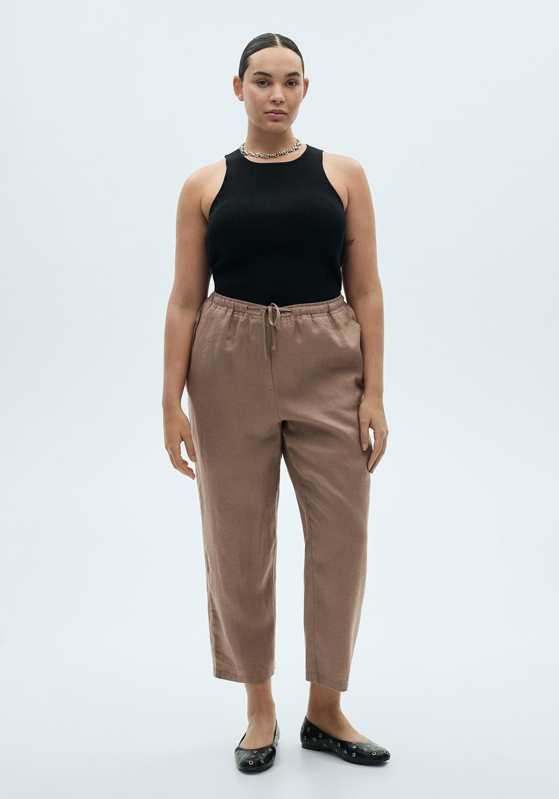 Mango Trousers - Medium Brown 1 Shaws Department Stores