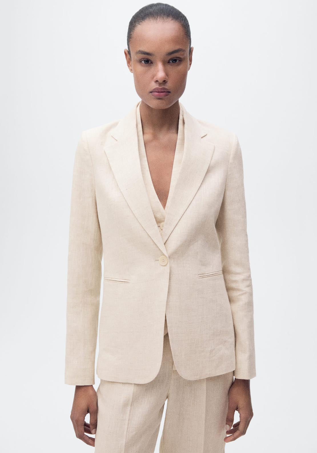 Mango Linen Suit Jacket - Light/pastel Gray 1 Shaws Department Stores