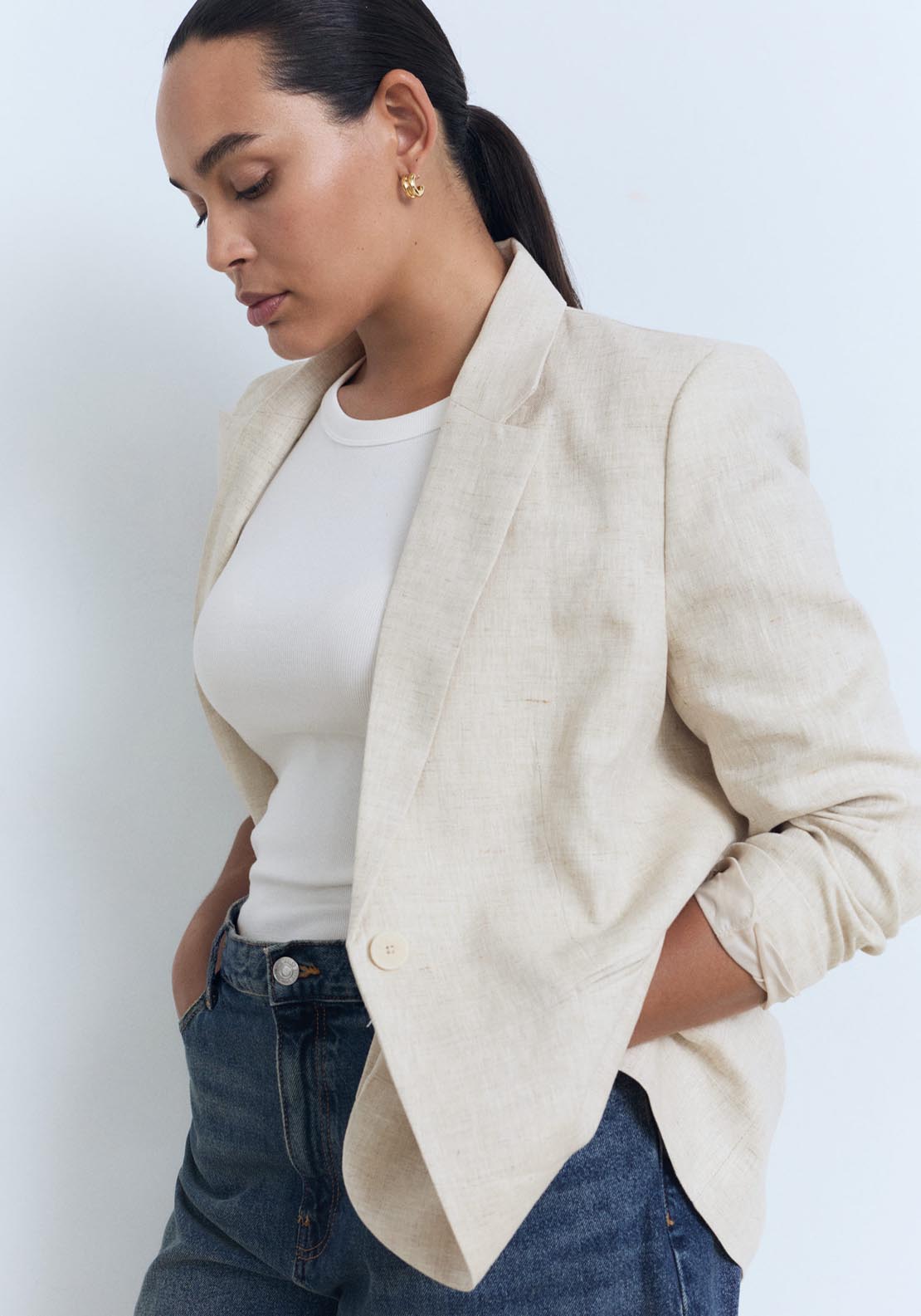 Mango Linen Suit Jacket - Light/pastel Gray 6 Shaws Department Stores