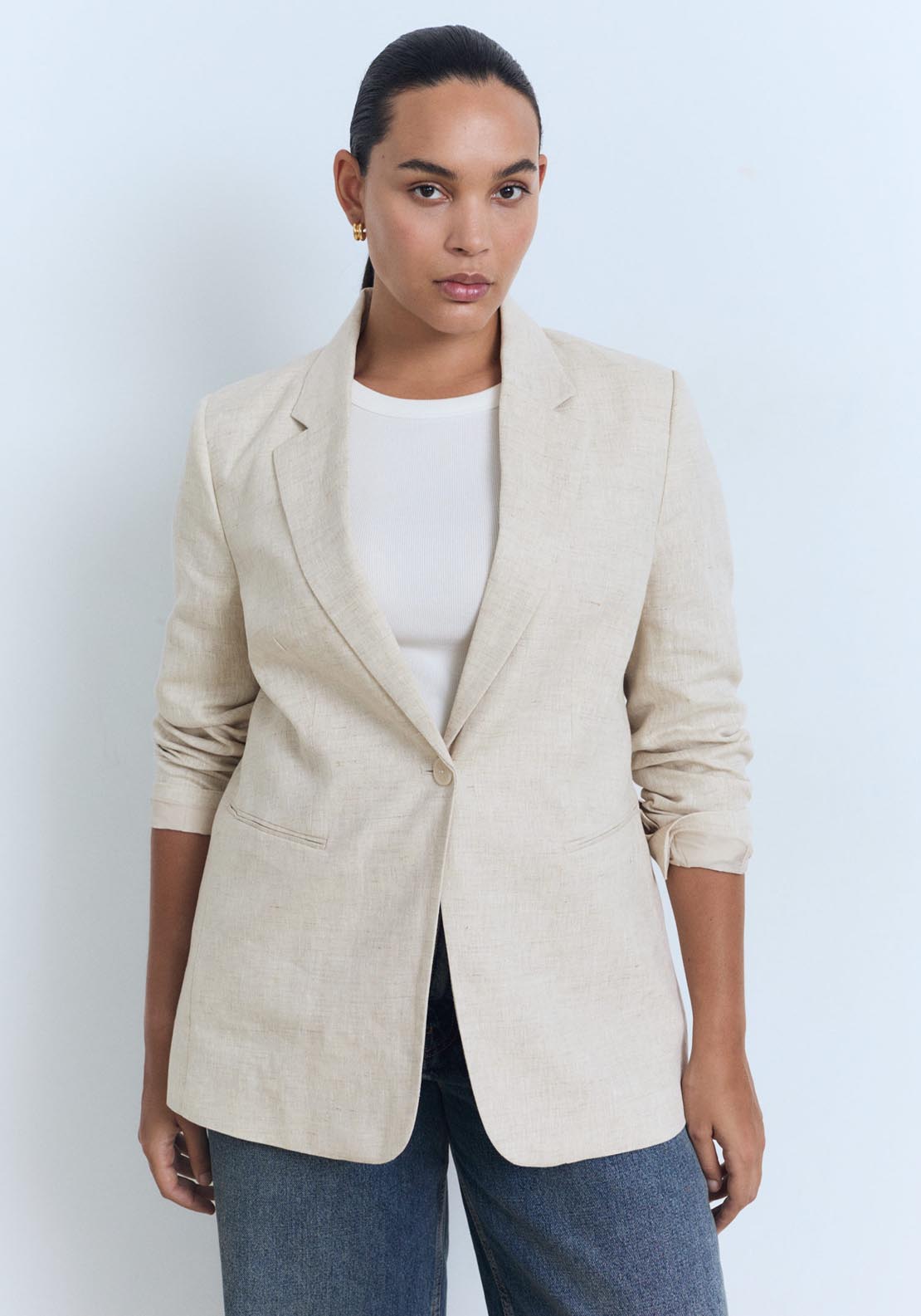 Mango Linen Suit Jacket - Light/pastel Gray 5 Shaws Department Stores