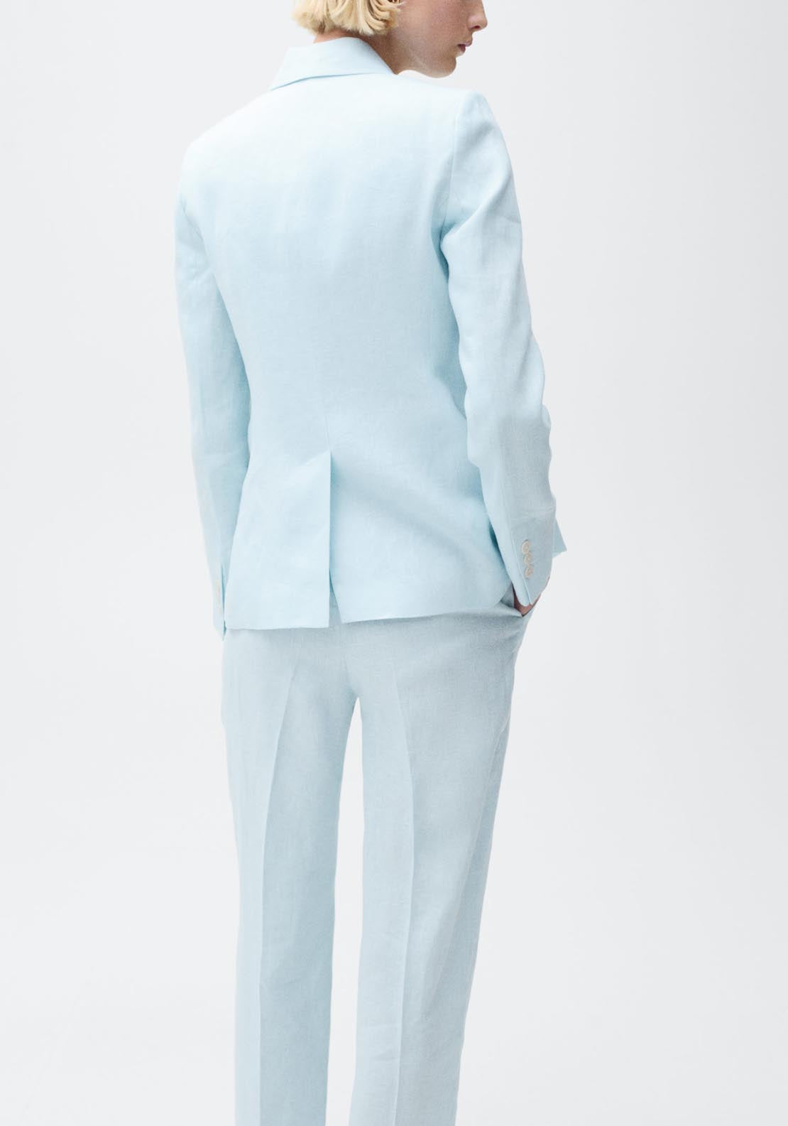 Mango Linen Suit Jacket - Light/pastel Blue 2 Shaws Department Stores