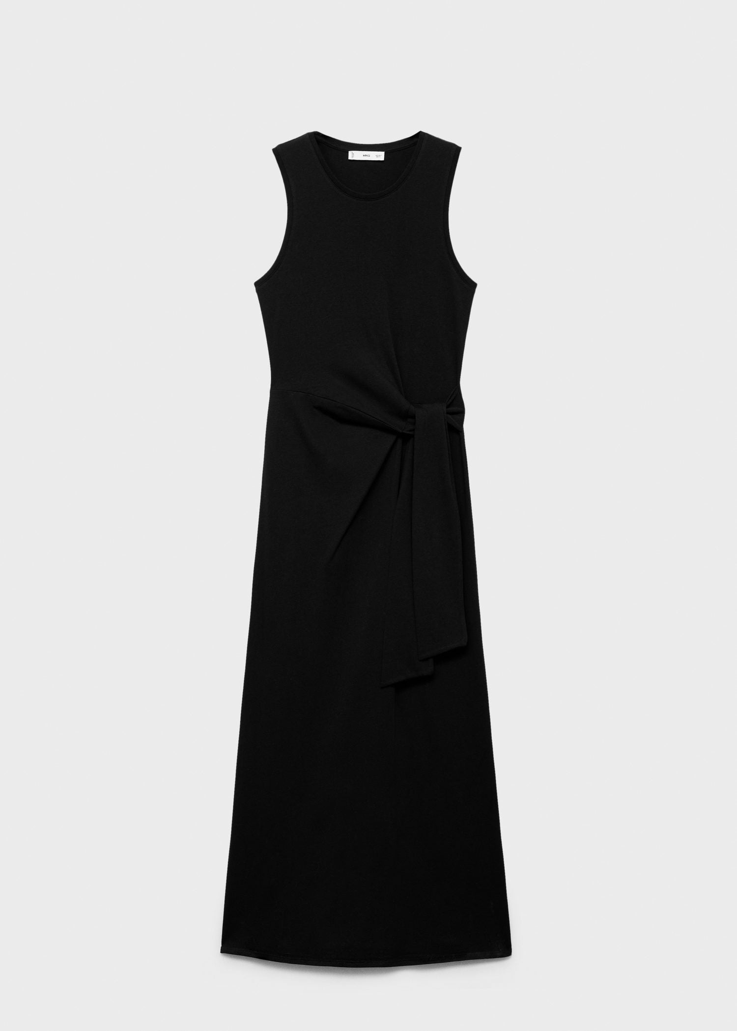 Mango Knotted cotton midi dress - Black 7 Shaws Department Stores