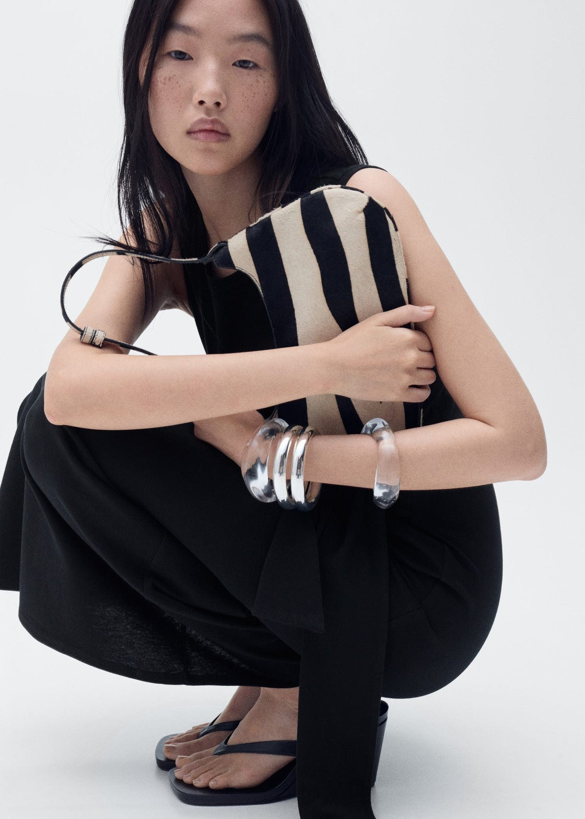 Mango Knotted cotton midi dress - Black 3 Shaws Department Stores