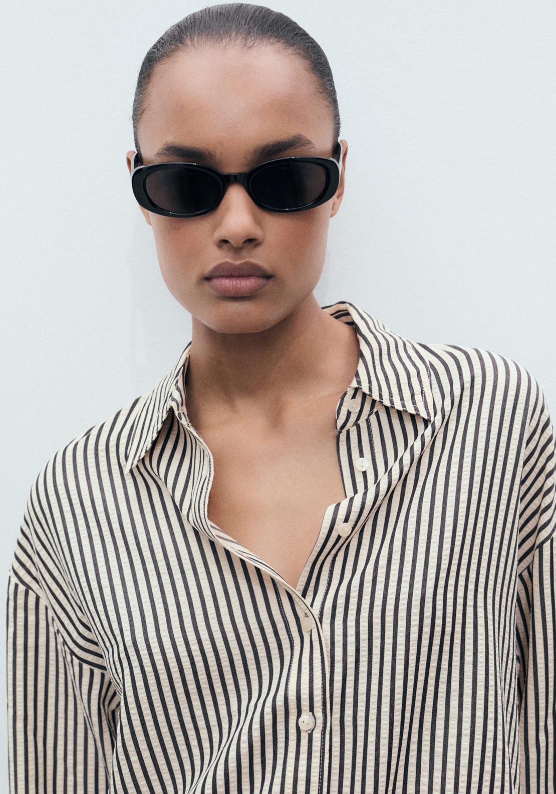 Mango Striped Textured Shirt - Beige 4 Shaws Department Stores