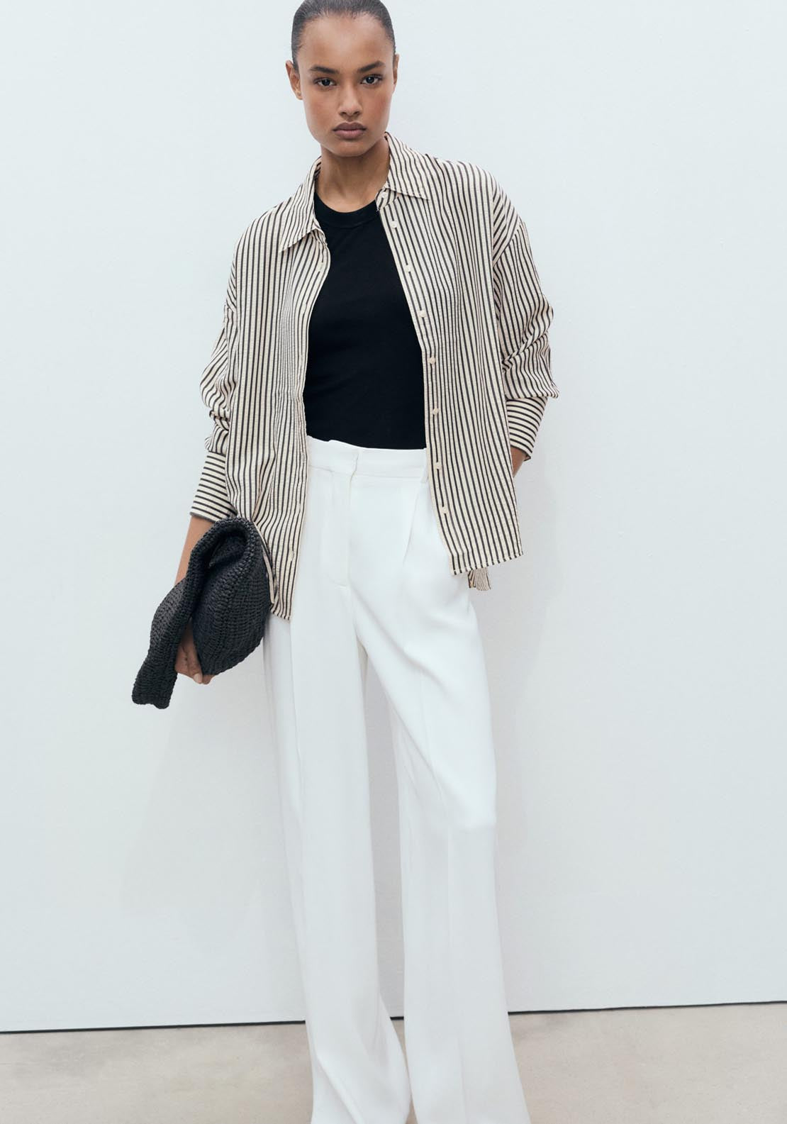 Mango Striped Textured Shirt - Beige 6 Shaws Department Stores