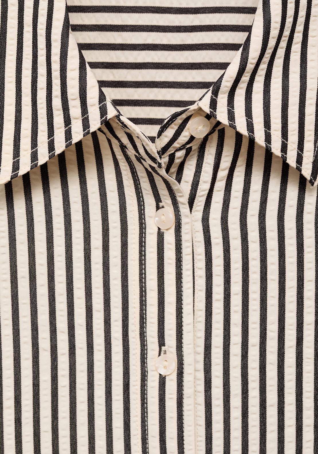 Mango Striped Textured Shirt - Beige 7 Shaws Department Stores