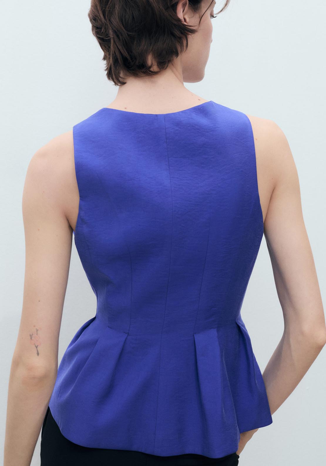 Mango Modal V Neck Top - Medium Blue 2 Shaws Department Stores