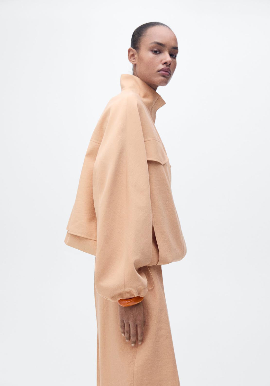 Mango Oversized Lyocell Jacket With Pockets - Light/pastel Pink 2 Shaws Department Stores