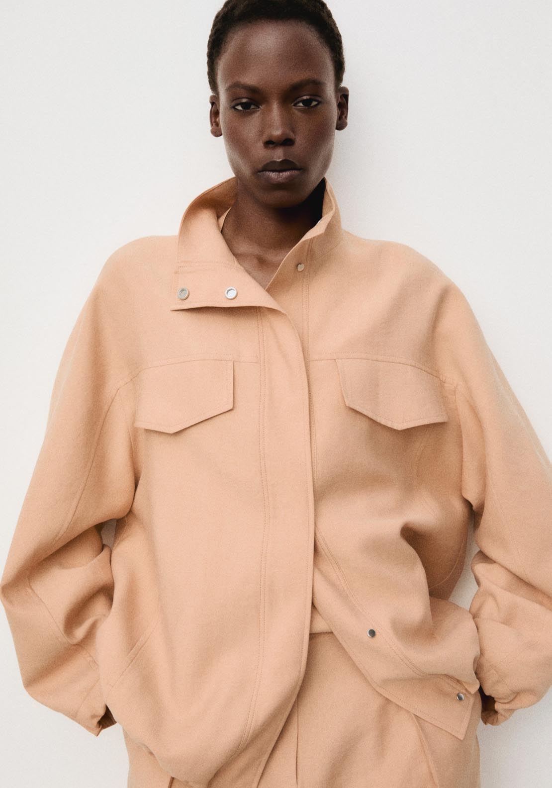 Mango Oversized Lyocell Jacket With Pockets - Light/pastel Pink 6 Shaws Department Stores