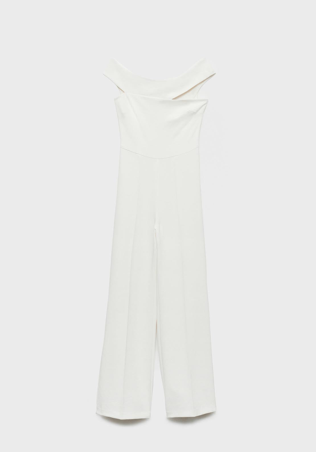 Mango Long Jumpsuit With Asymmetrical Neck - Beige 8 Shaws Department Stores