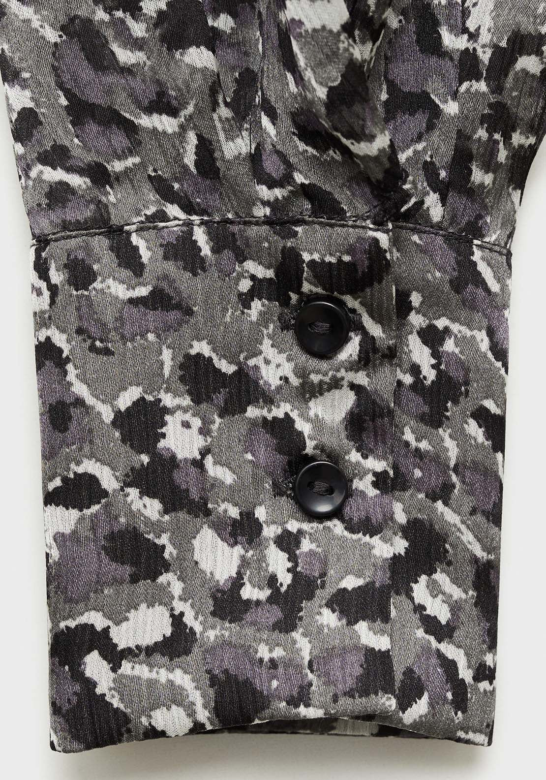 Mango Leopard-print blouse with collar and bow - Black 6 Shaws Department Stores
