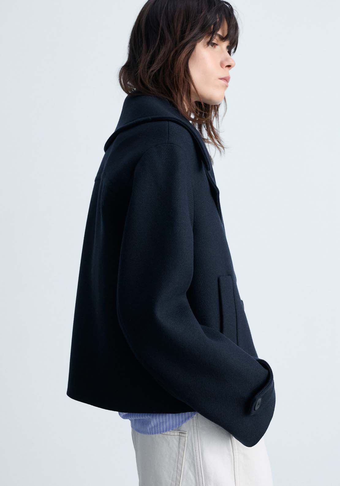 Mango Short trench jacket - Navy 2 Shaws Department Stores