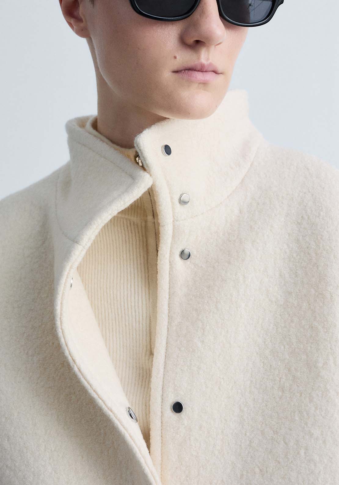 Mango Turtleneck wool jacket - Light Beige 5 Shaws Department Stores