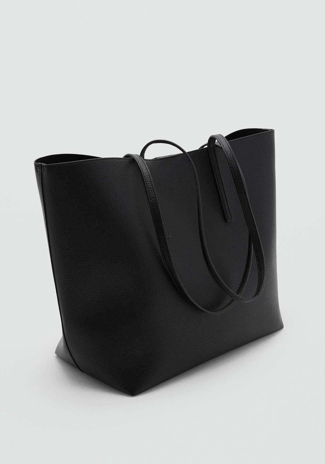 Mango Pebbled effect shopper bag - Black 2 Shaws Department Stores