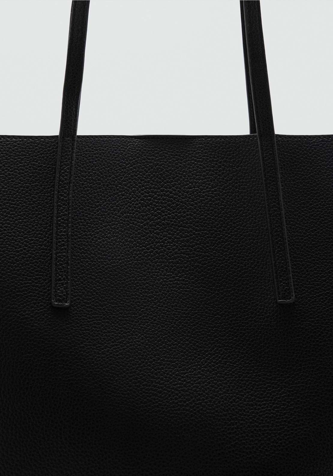 Mango Pebbled effect shopper bag - Black 4 Shaws Department Stores