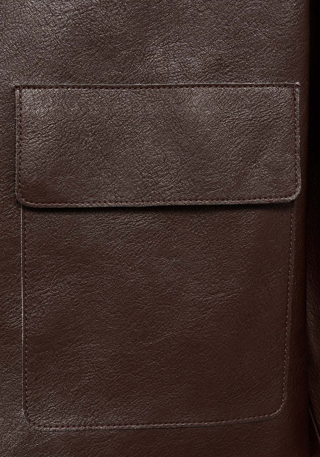 Mango Leather-effect jacket with pockets - Brown 8 Shaws Department Stores