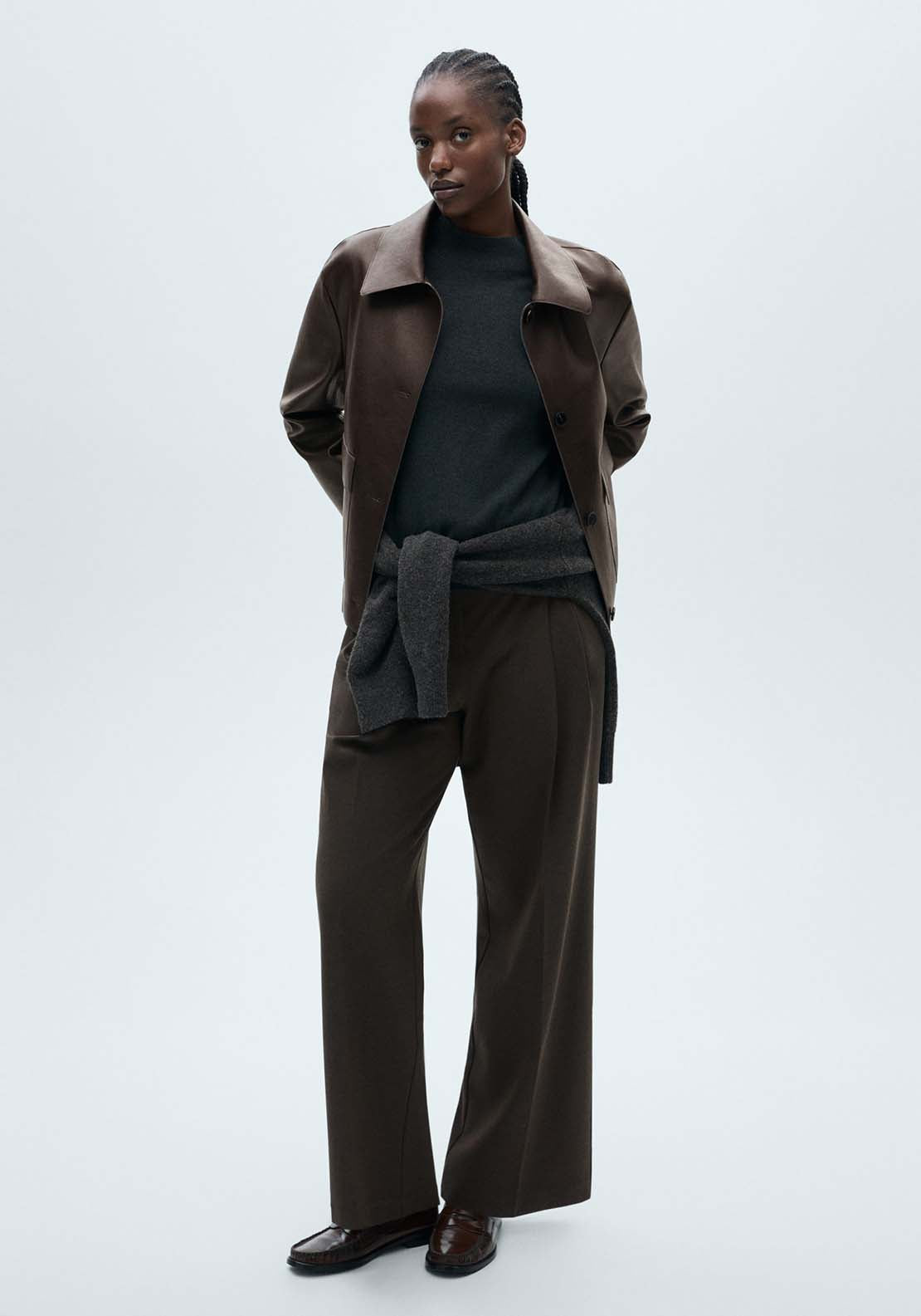Mango Leather-effect jacket with pockets - Brown 7 Shaws Department Stores