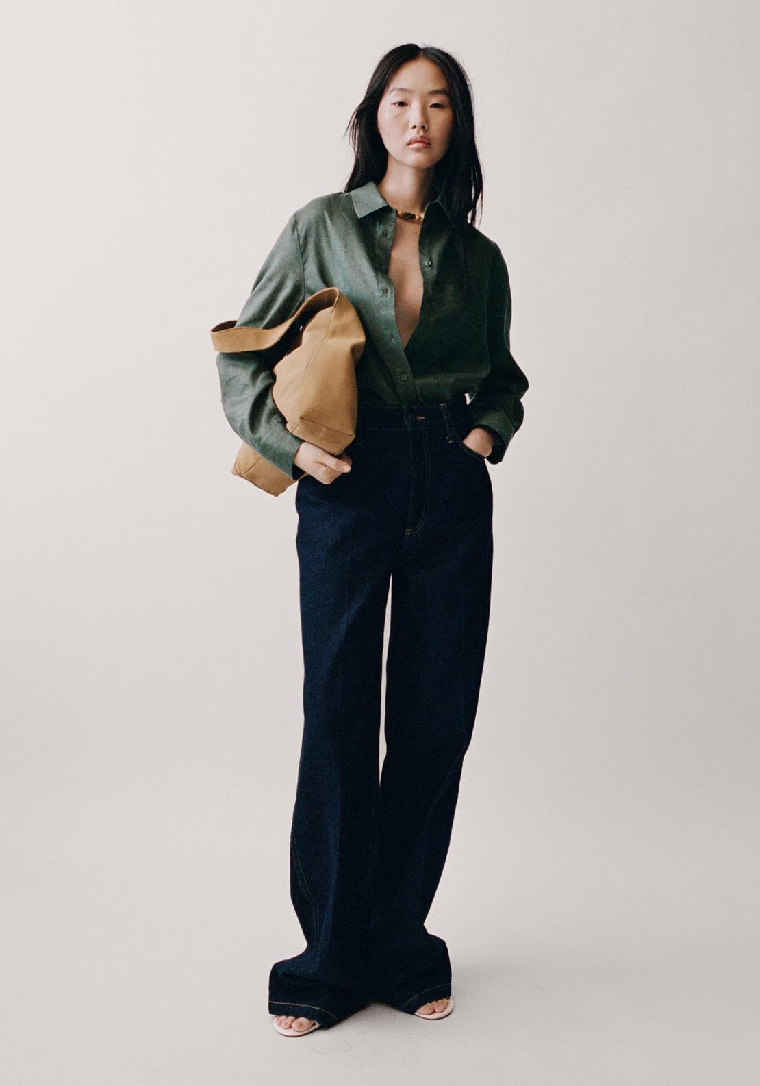 Mango Pocket Linen Shirt - Green 4 Shaws Department Stores