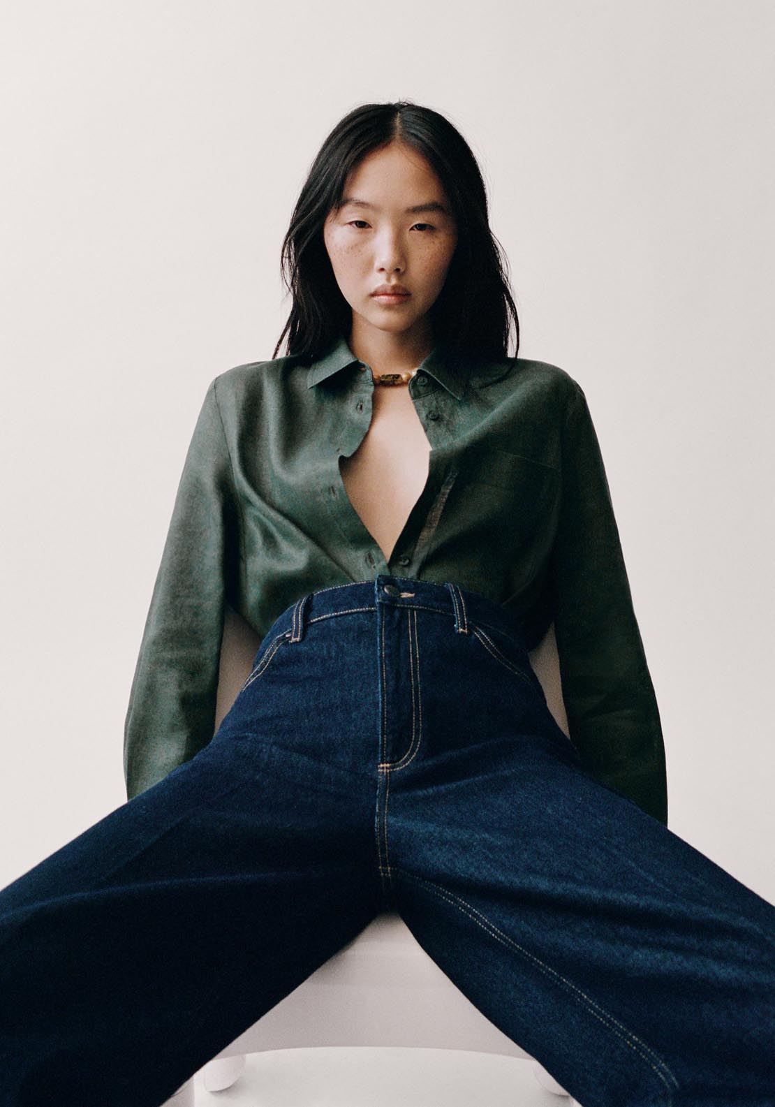 Mango Pocket Linen Shirt - Green 5 Shaws Department Stores