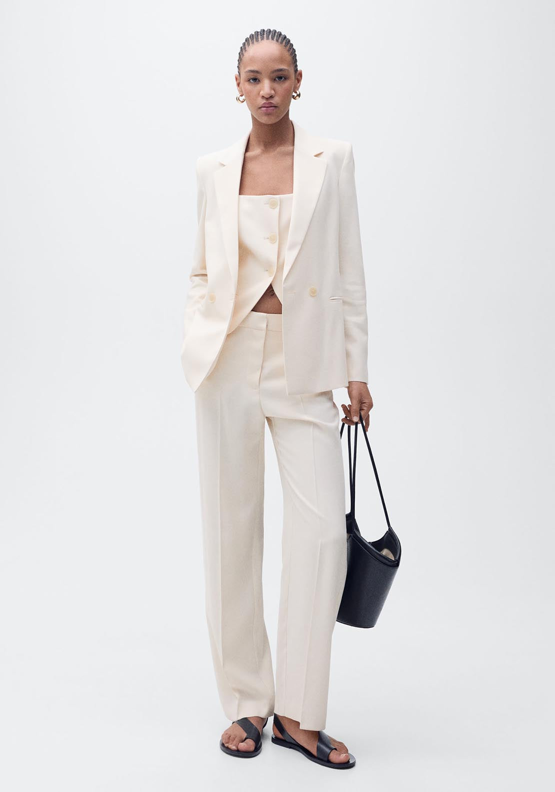 Mango Straight suit trousers - Light Beige 1 Shaws Department Stores