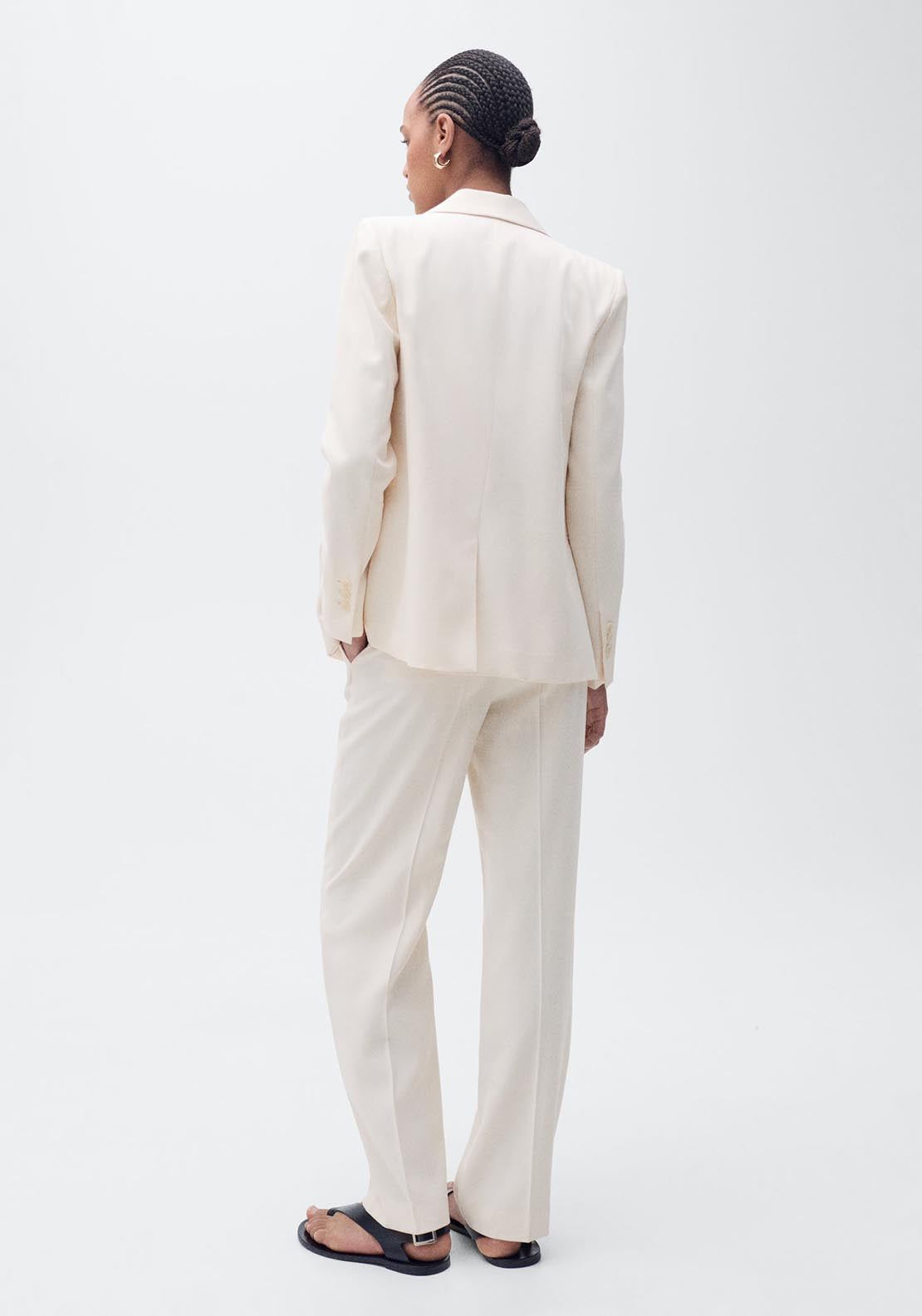 Mango Straight suit trousers - Light Beige 3 Shaws Department Stores