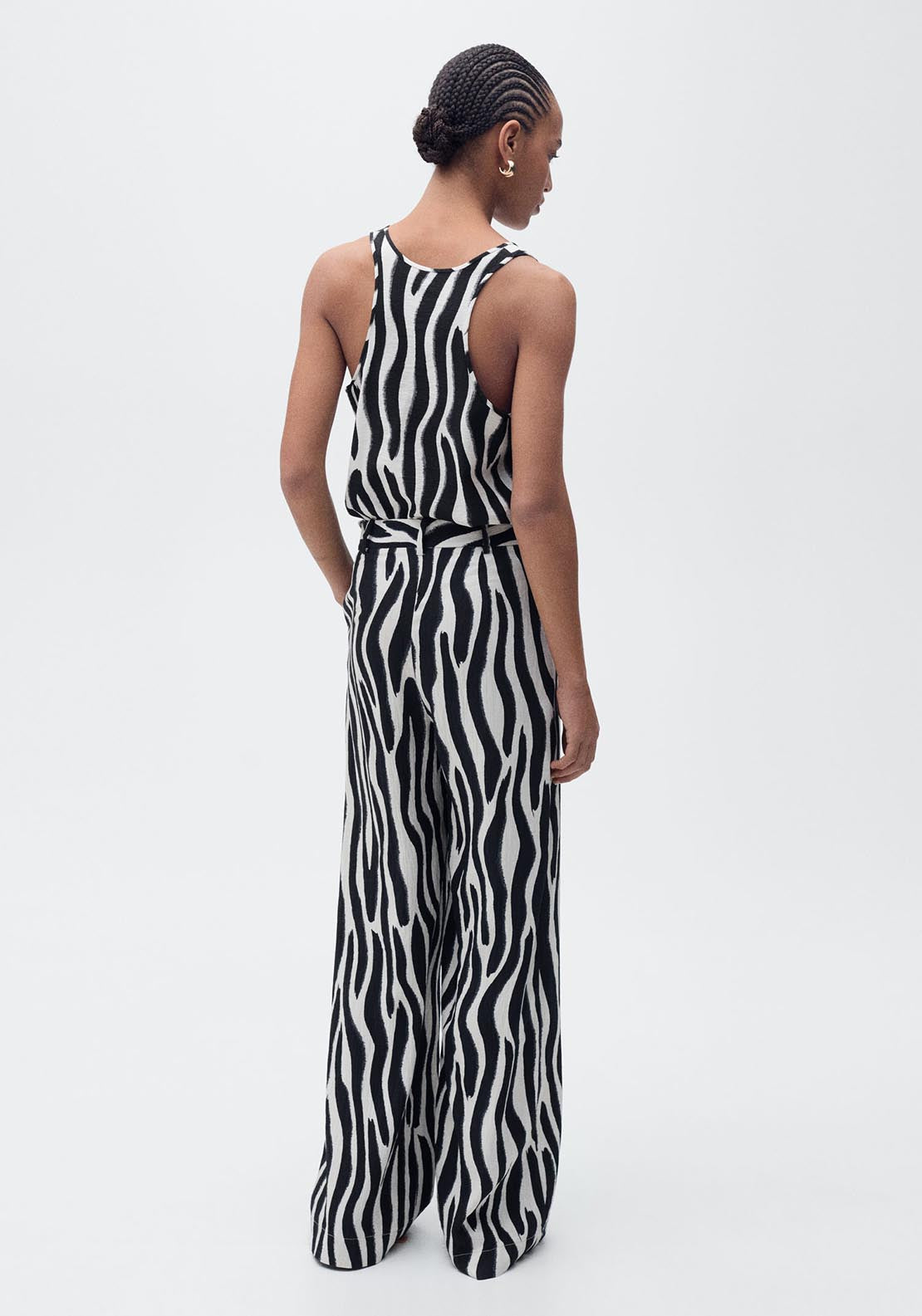 Mango Zebra print straight trousers - Black 2 Shaws Department Stores