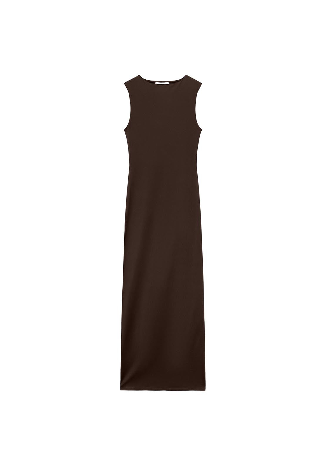 Mango Long dress with back opening - Brown 8 Shaws Department Stores