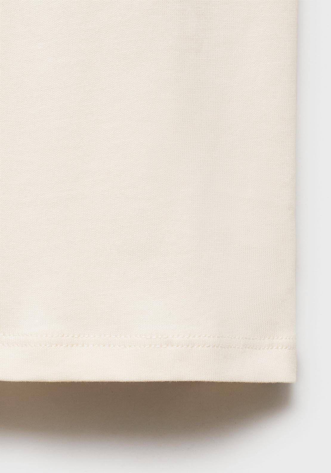 Mango Cotton T-Shirt With Openwork Trim - Light Beige 8 Shaws Department Stores