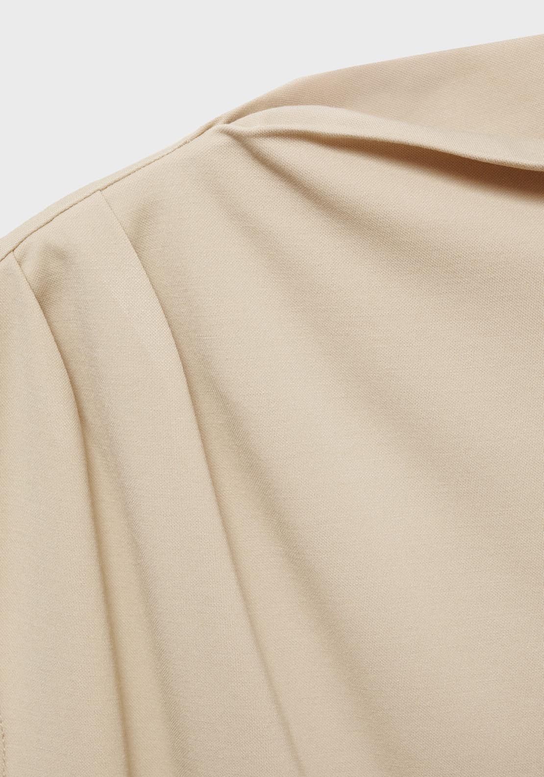 Mango T-Shirt With Gathered Asymmetrical Neck - Light/pastel Brown 8 Shaws Department Stores