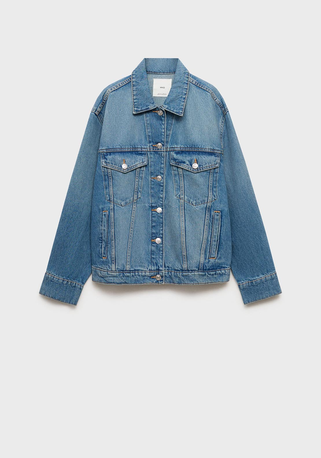 Mango Oversized denim jacket with pockets - Open Blue 6 Shaws Department Stores