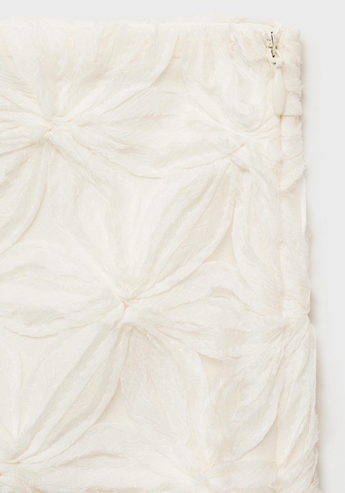 Mango Openwork Textured Floral Skirt - Light Beige 9 Shaws Department Stores