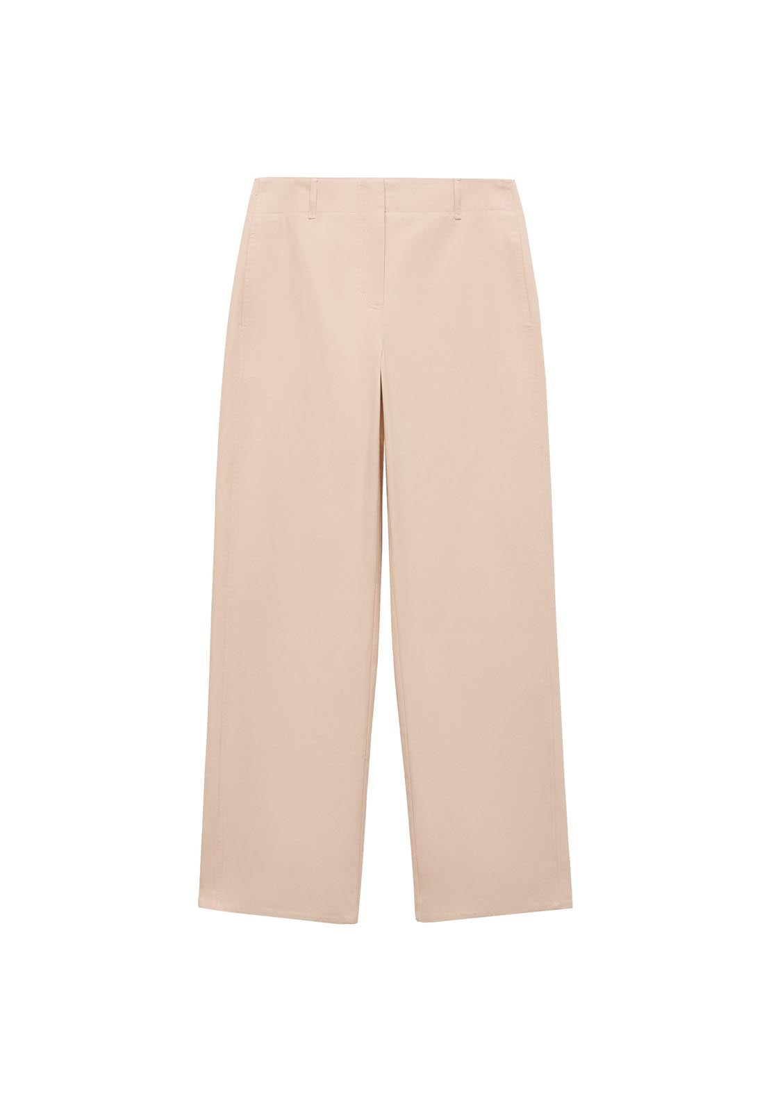 Mango Mid Rise Straight Fit Trousers - Light Beige 9 Shaws Department Stores
