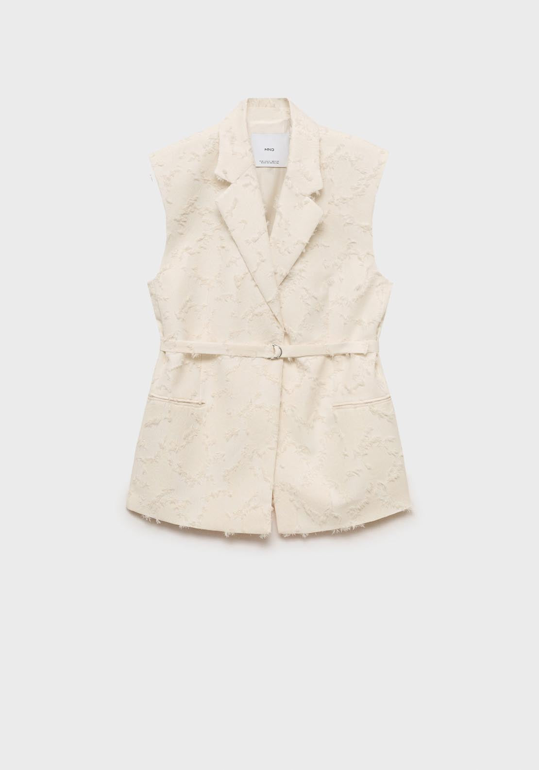 Mango Textured Waistcoat With Belt - Beige 8 Shaws Department Stores