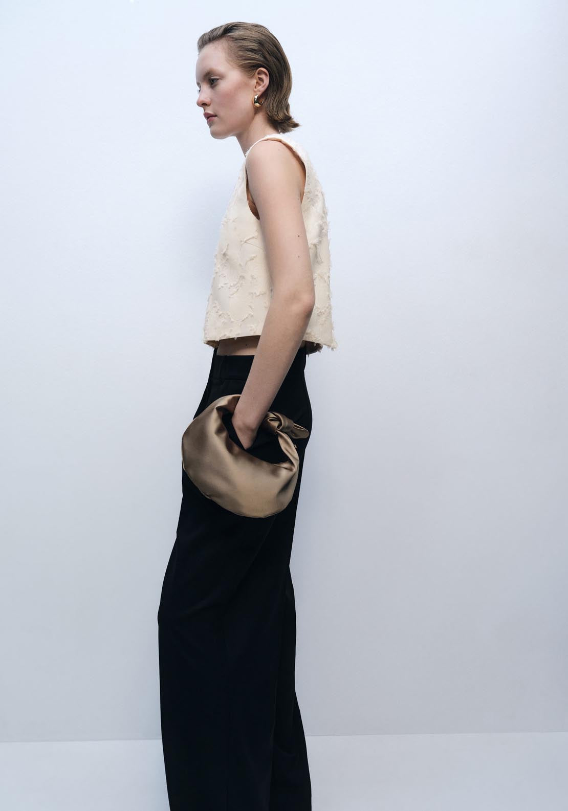 Mango Textured Crop Top - Beige 4 Shaws Department Stores